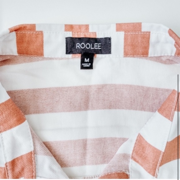 Roolee Striped Button-down w/ Tie waist, MED - Picture 3 of 4